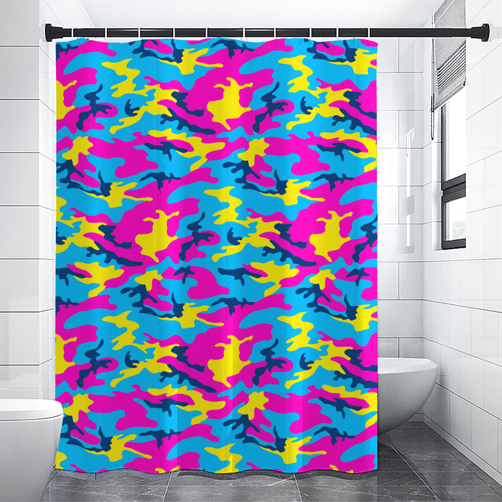 Neon Camouflage Print Premium Shower Curtain