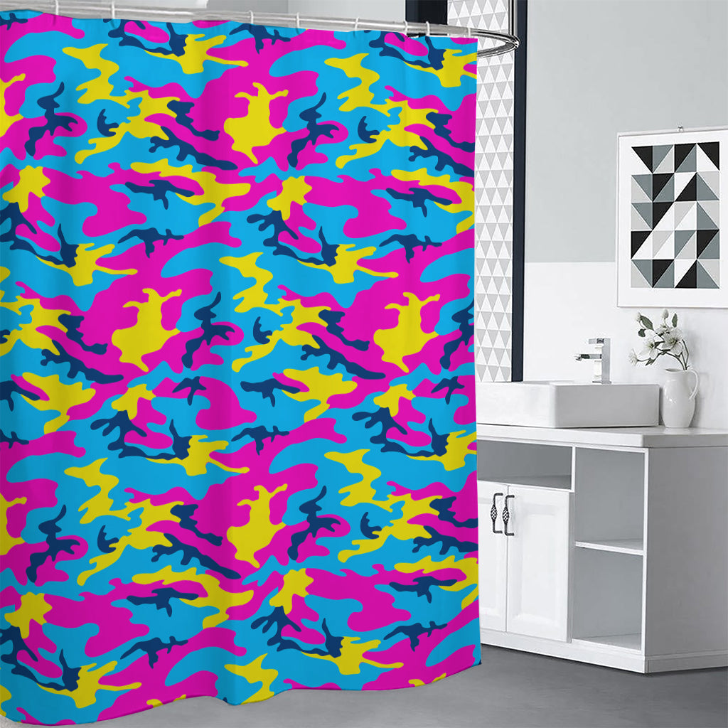 Neon Camouflage Print Premium Shower Curtain