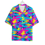 Neon Camouflage Print Rayon Hawaiian Shirt