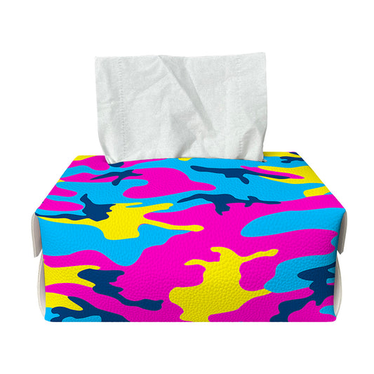Neon Camouflage Print Rectangle Tissue Box Cover