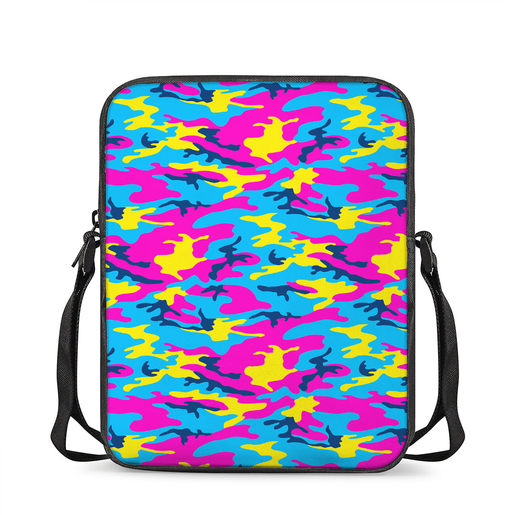 Neon Camouflage Print Rectangular Crossbody Bag
