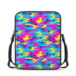 Neon Camouflage Print Rectangular Crossbody Bag