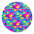 Neon Camouflage Print Round Blanket