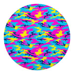 Neon Camouflage Print Round Blanket
