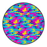 Neon Camouflage Print Round Floor Mat