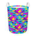 Neon Camouflage Print Round Laundry Basket