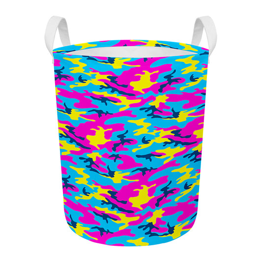 Neon Camouflage Print Round Laundry Basket