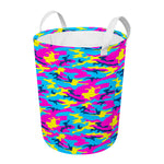 Neon Camouflage Print Round Laundry Basket