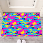 Neon Camouflage Print Rubber Doormat