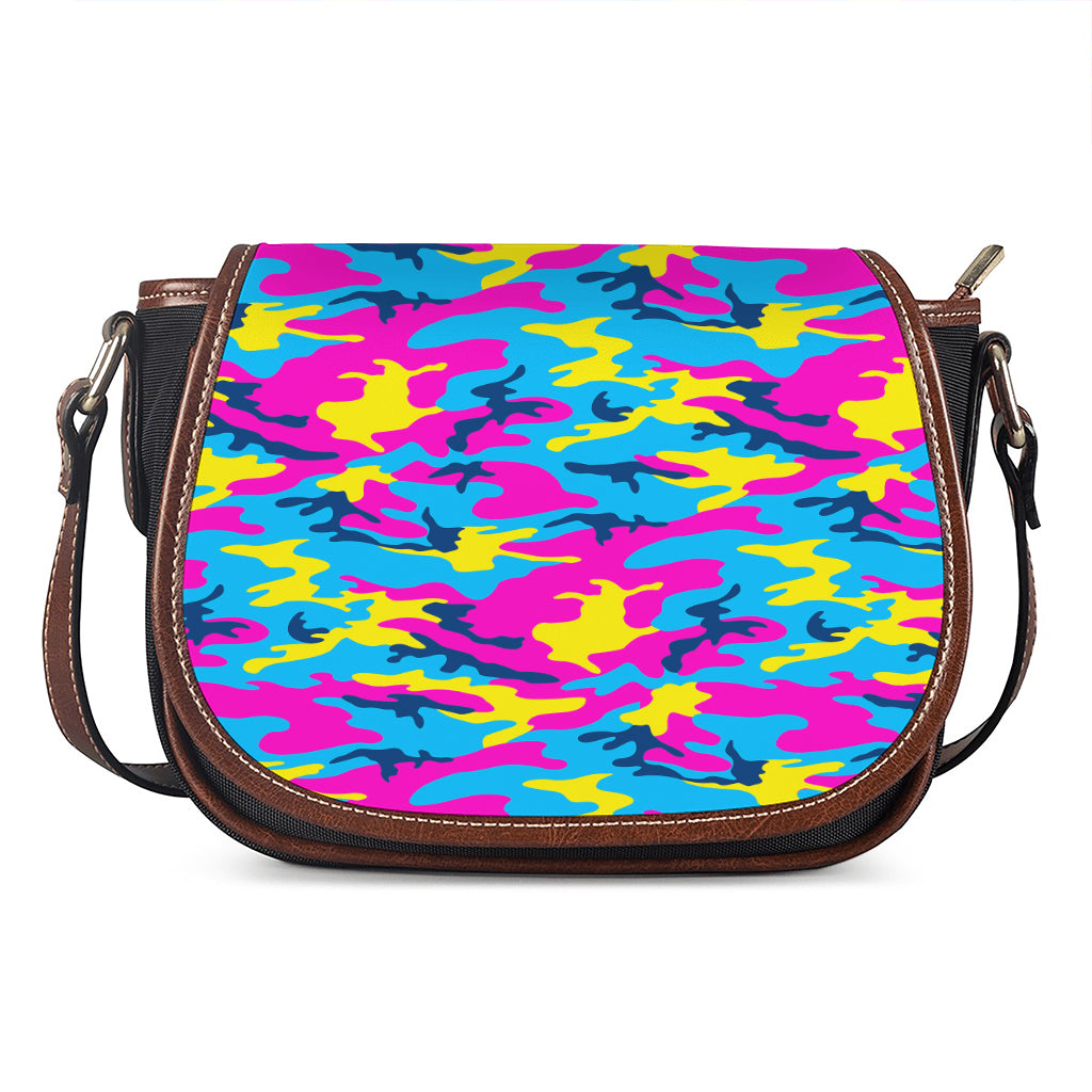 Neon Camouflage Print Saddle Bag