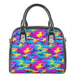Neon Camouflage Print Shoulder Handbag