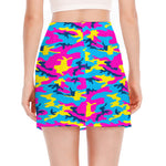 Neon Camouflage Print Side Slit Mini Skirt