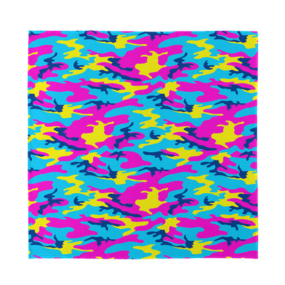 Neon Camouflage Print Silk Bandana