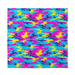 Neon Camouflage Print Silk Bandana