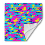 Neon Camouflage Print Silk Bandana