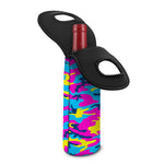 Neon Camouflage Print Single Neoprene Wine Tote