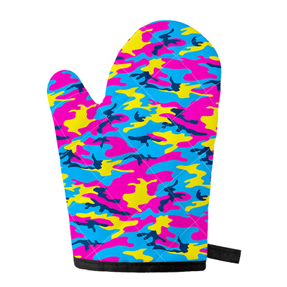 Neon Camouflage Print Single Oven Mitt