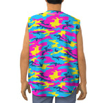 Neon Camouflage Print Sleeveless Baseball Jersey