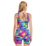 Neon Camouflage Print Sleeveless One Piece Swimsuit
