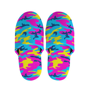 Neon Camouflage Print Slippers