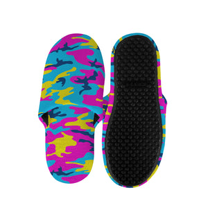 Neon Camouflage Print Slippers