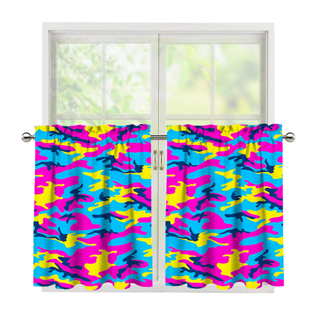 Neon Camouflage Print Tier Curtains