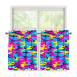 Neon Camouflage Print Tier Curtains