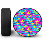 Neon Camouflage Print Tire Cover