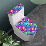 Neon Camouflage Print Toilet Lid And Tank Cover Set