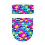 Neon Camouflage Print Toilet Lid And Tank Cover Set