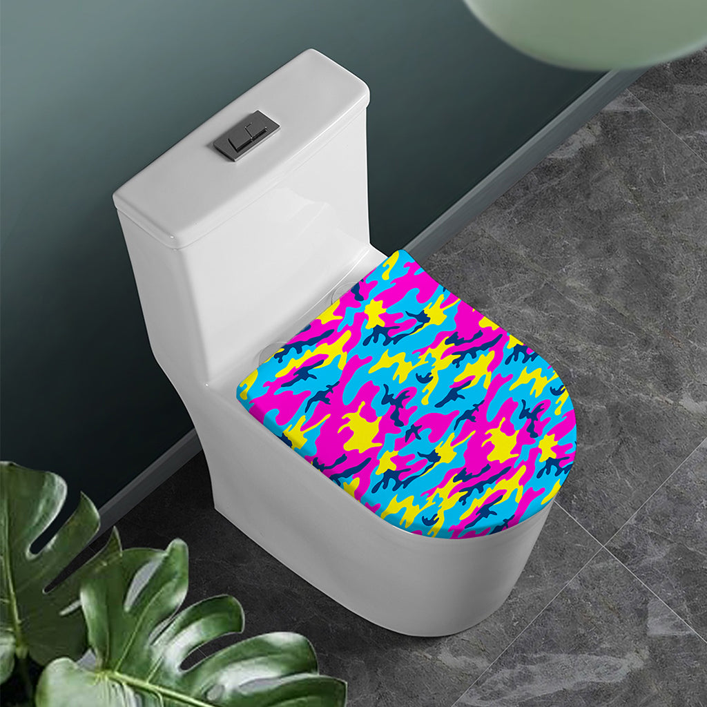 Neon Camouflage Print Toilet Lid Cover