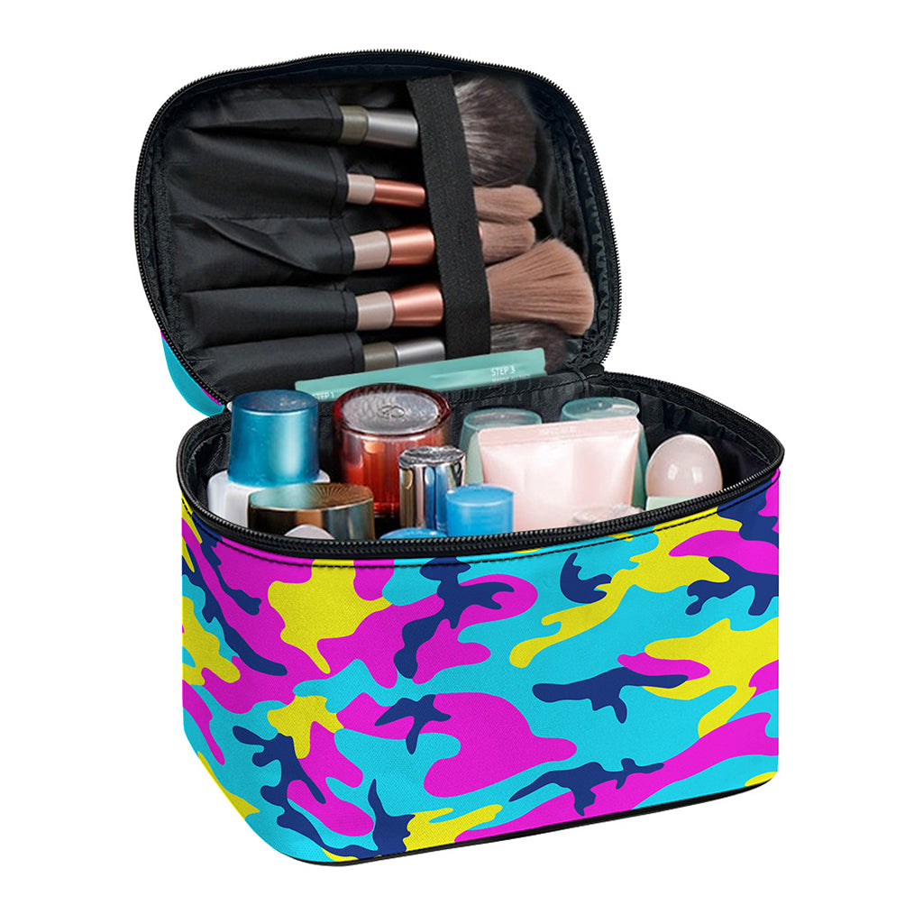 Neon Camouflage Print Travel Makeup Bag