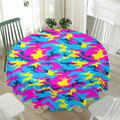 Neon Camouflage Print Waterproof Round Tablecloth