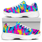 Neon Camouflage Print White Chunky Shoes