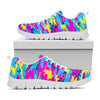 Neon Camouflage Print White Running Shoes