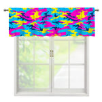Neon Camouflage Print Window Valance