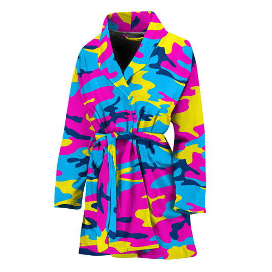 Neon Camouflage Print Women's Bathrobe