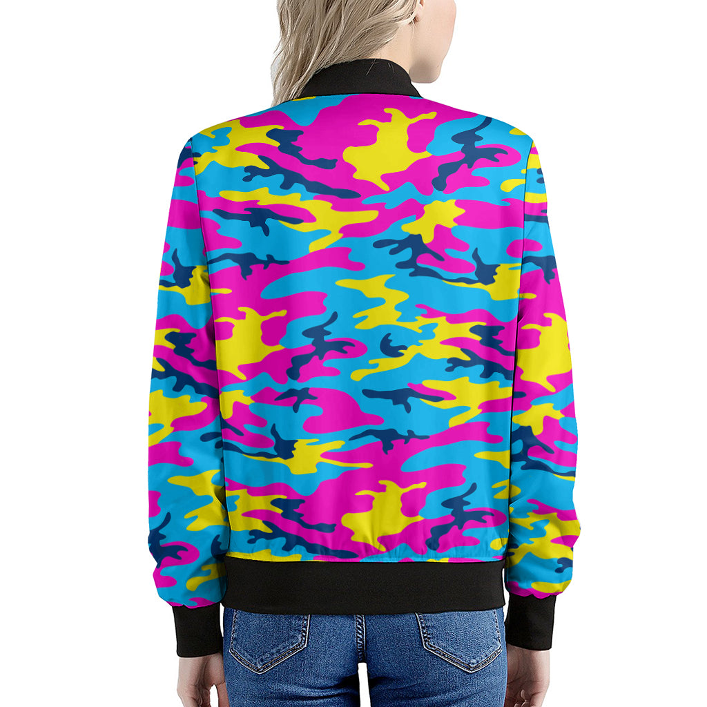Neon Camouflage Print Women's Bomber Jacket