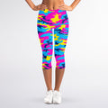 Neon Camouflage Print Women's Capri Leggings
