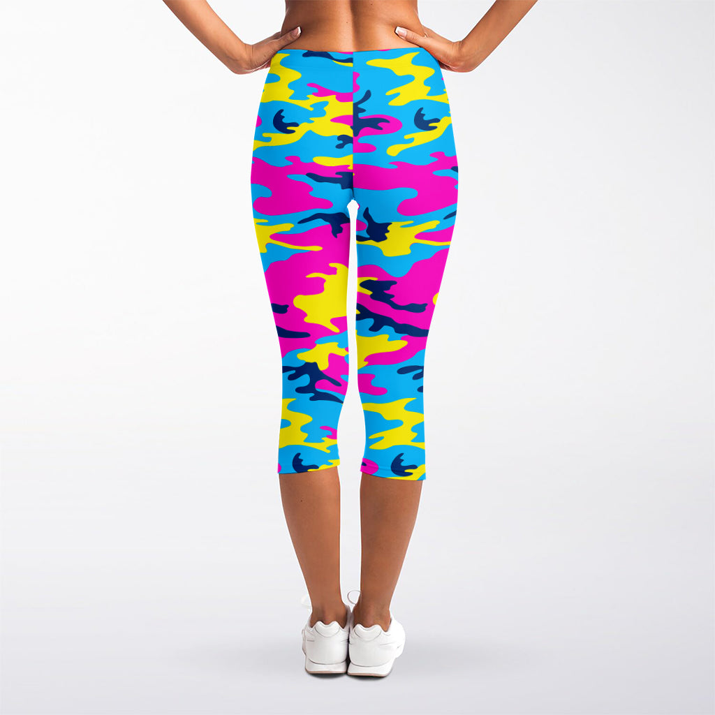 Neon Camouflage Print Women's Capri Leggings