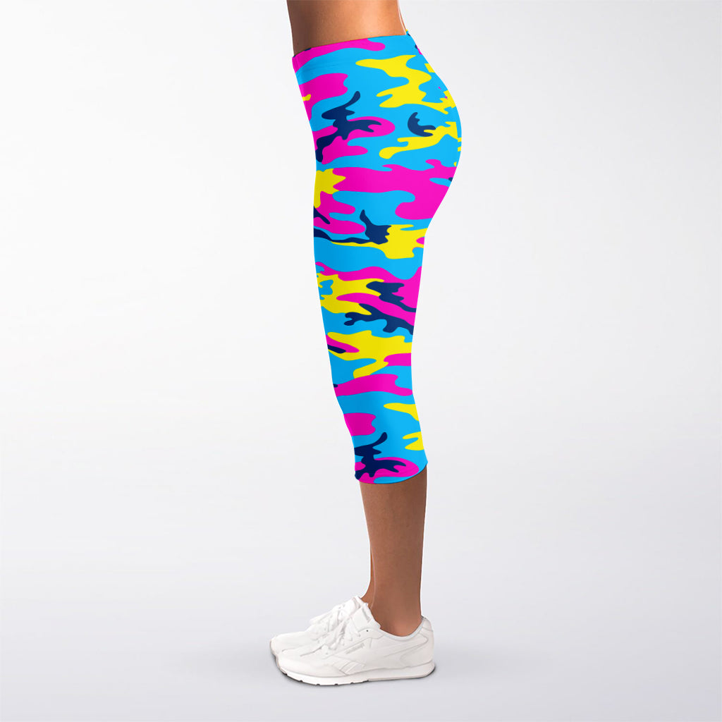 Neon Camouflage Print Women's Capri Leggings