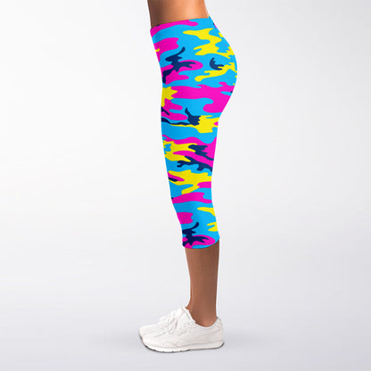 Neon Camouflage Print Women's Capri Leggings