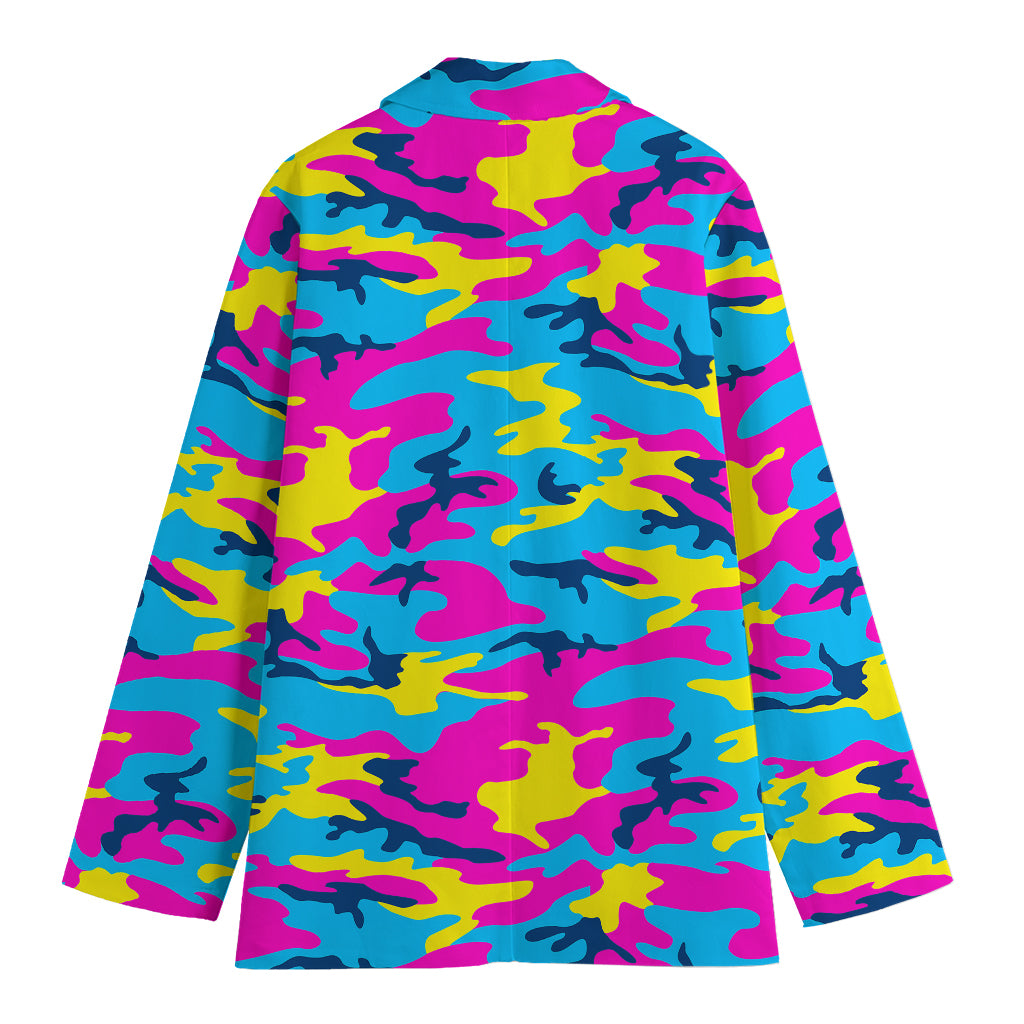 Neon Camouflage Print Women's Cotton Blazer