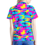 Neon Camouflage Print Women's Polo Shirt