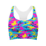 Neon Camouflage Print Women's Sports Bra