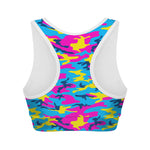 Neon Camouflage Print Women's Sports Bra