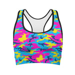 Neon Camouflage Print Women's Sports Bra