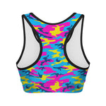 Neon Camouflage Print Women's Sports Bra