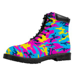 Neon Camouflage Print Work Boots