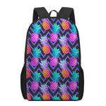 Neon EDM Zig Zag Pineapple Pattern Print 17 Inch Backpack
